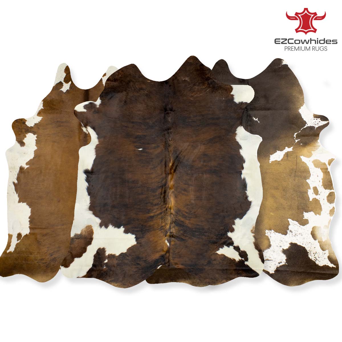 Traditional Brown and White Cowhide Rugs