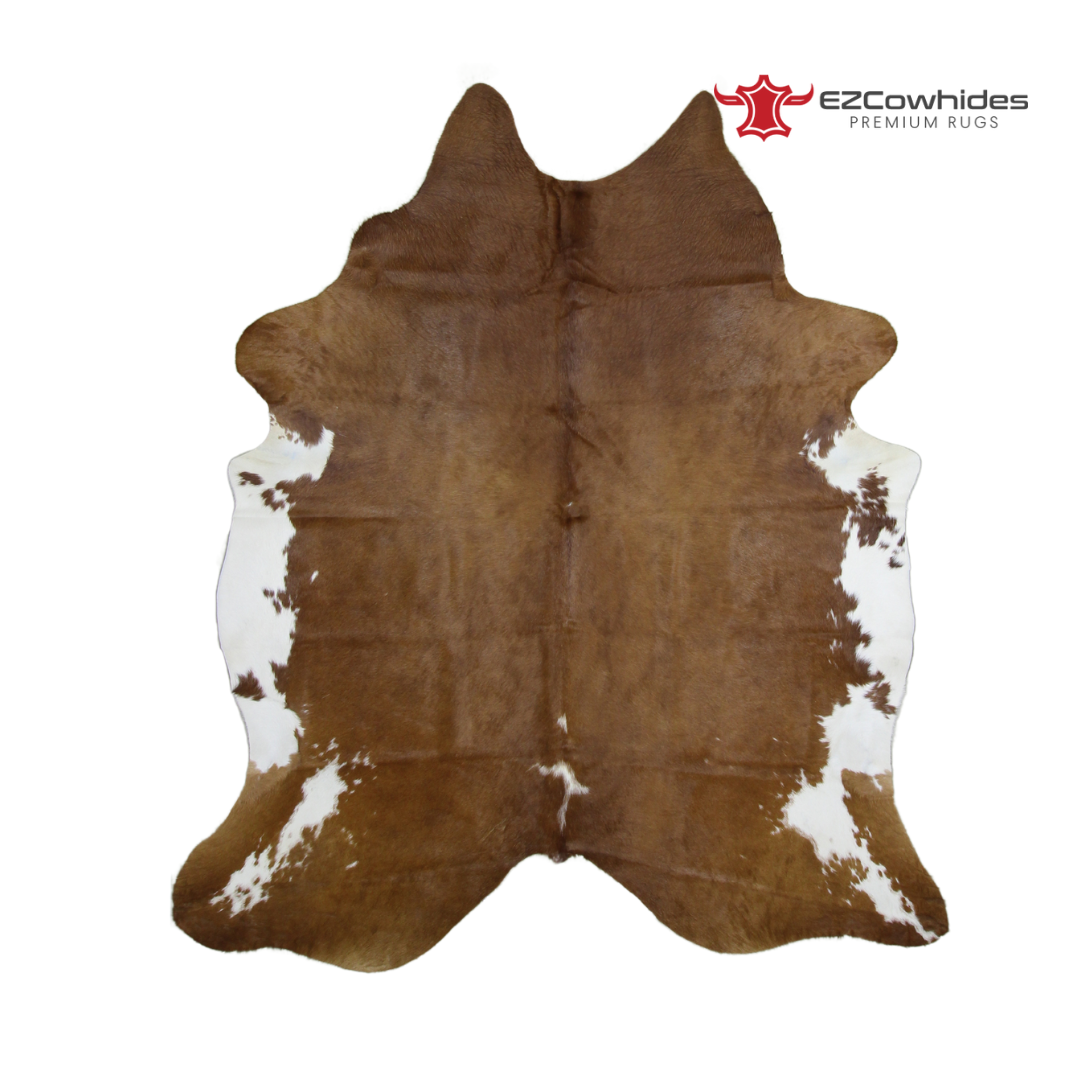 Traditional Brown and White Brazilian Cowhide Rug 