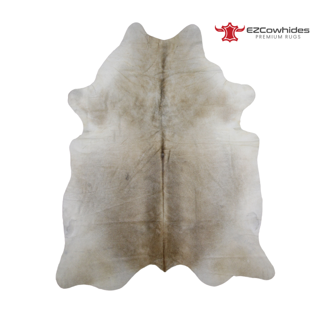 Solid Beige Brazilian Cowhide Rug 