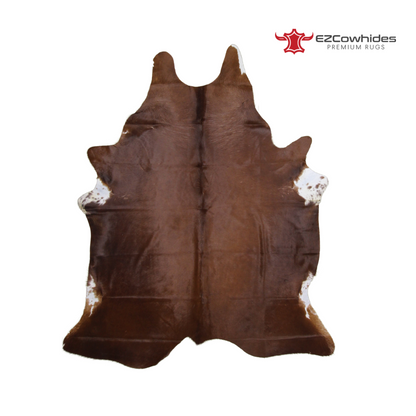 Traditional Brown and White Brazilian Cowhide Rug 