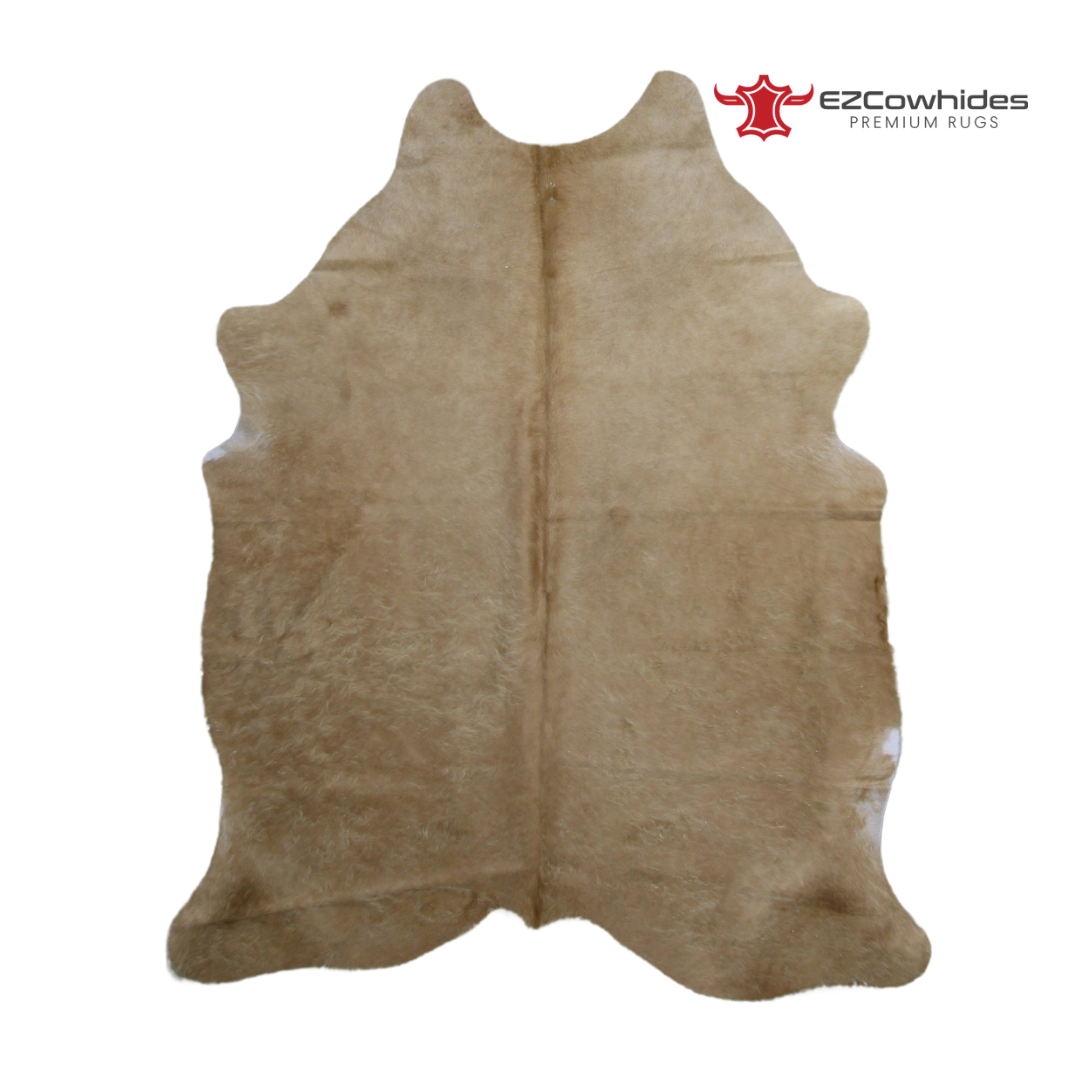 Solid Beige Brazilian Cowhide Rug 