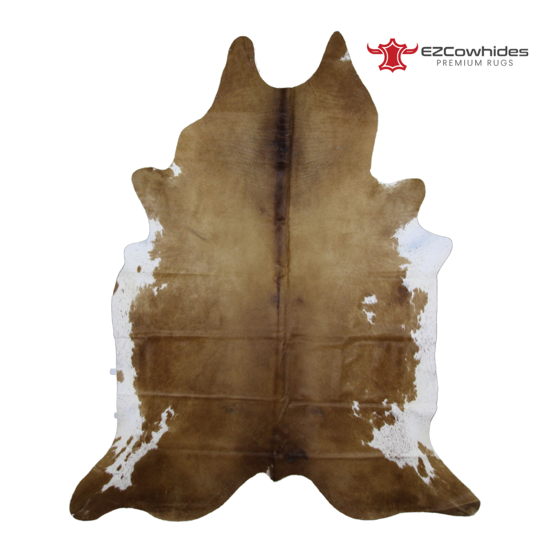 Traditional Brown and White Brazilian Cowhide Rug 