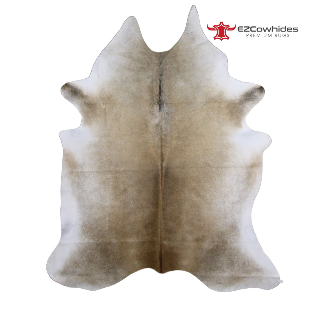 Solid Beige Brazilian Cowhide Rug 