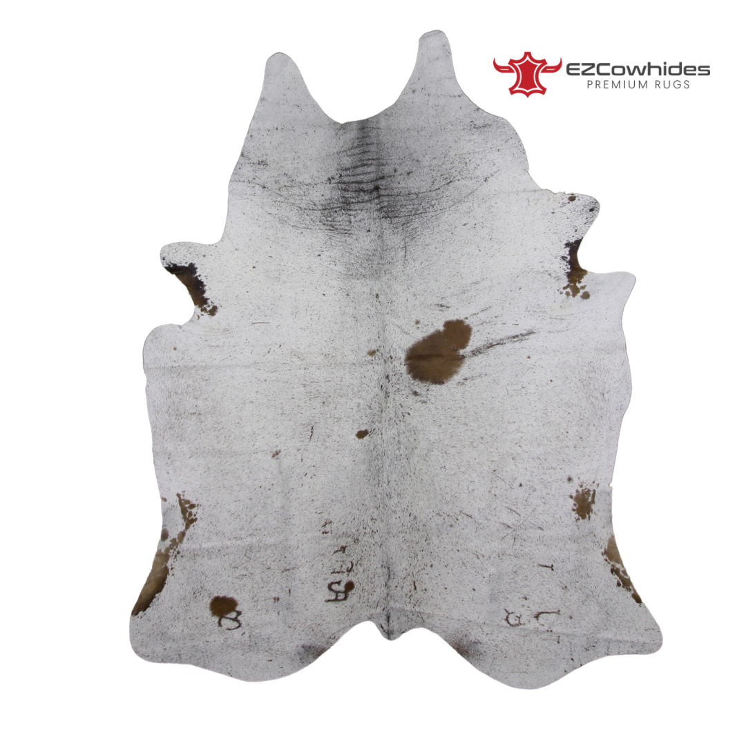 Salt Pepper Brown and White Brazilian Cowhide Rug 