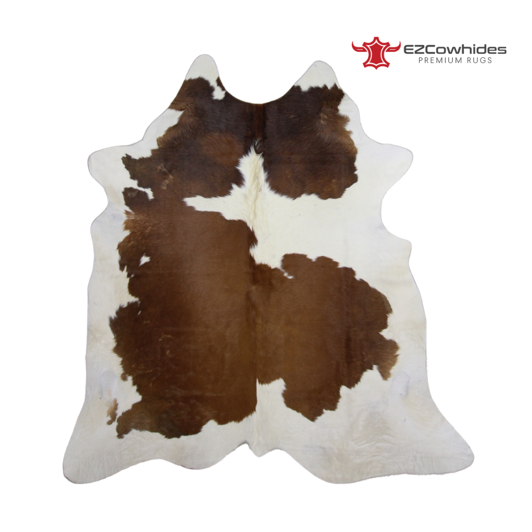 Traditional Brown and White Brazilian Cowhide Rug 