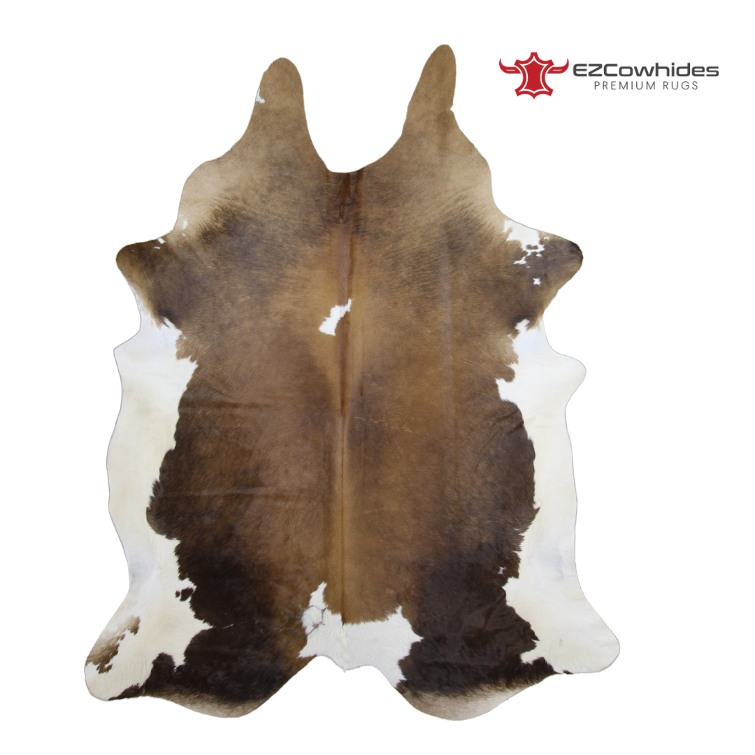 Traditional Brown and White Brazilian Cowhide Rug 