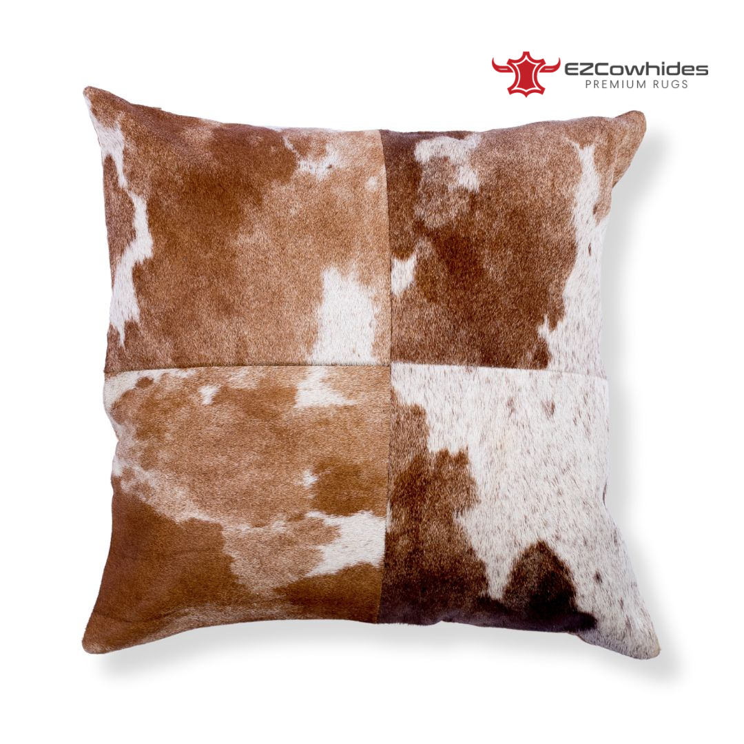 3 Pieces Brown &amp; White Brazilian Cowhide Pillow 