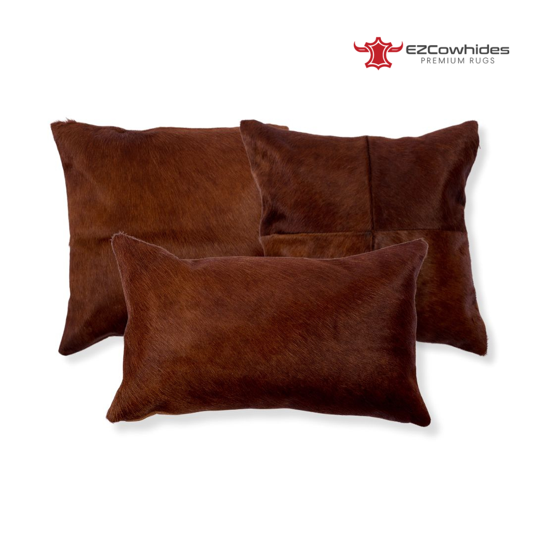 3 Pieces Brown Brazilian Cowhide Pillow 