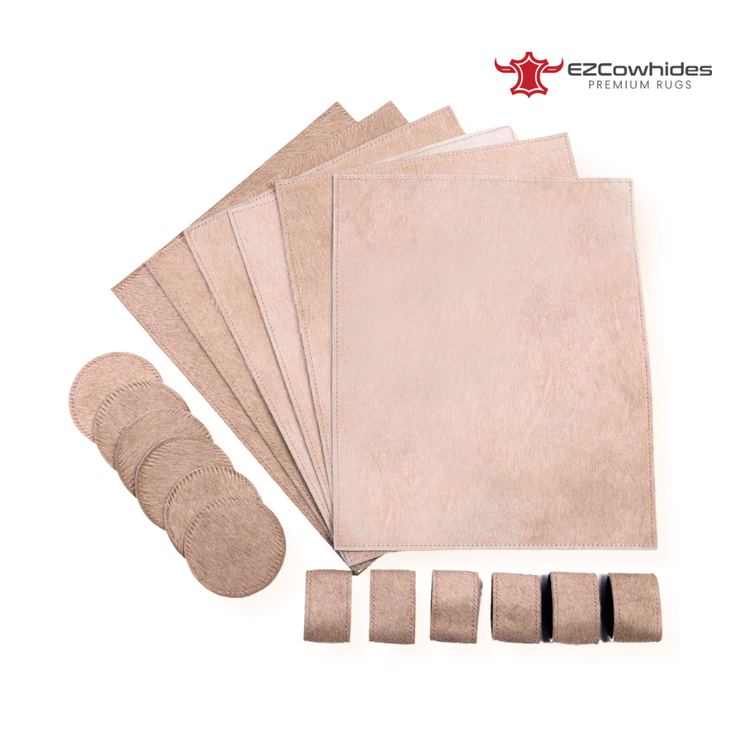 Beige Brazilian Cowhide Placemats (Set of 6)