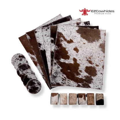 Brown &amp; White Brazilian Cowhide Placemats (Set of 6)