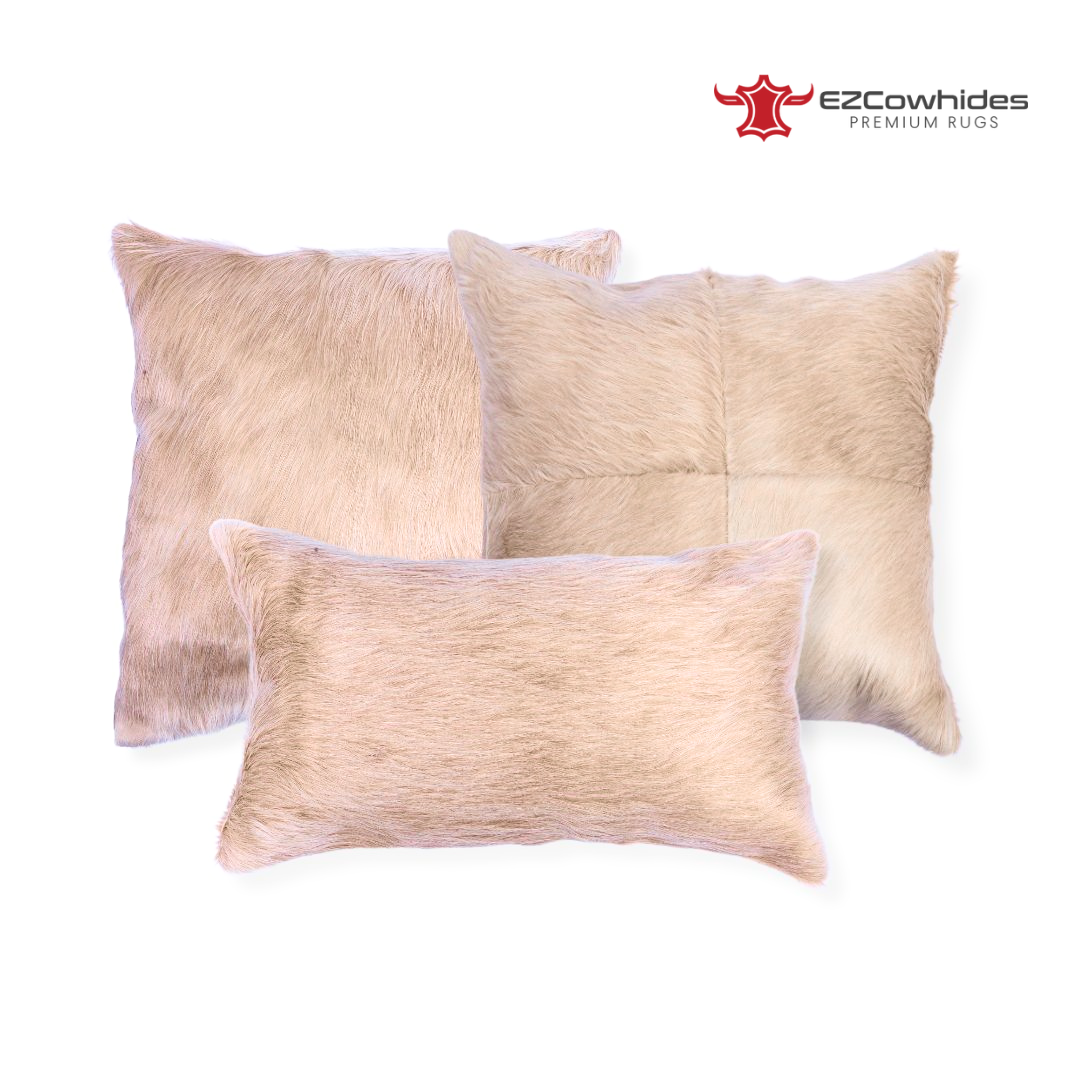 3 Pieces Beige Brazilian Cowhide Pillow 